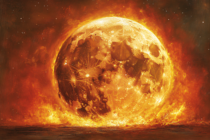 Fiery Lunar Landscape