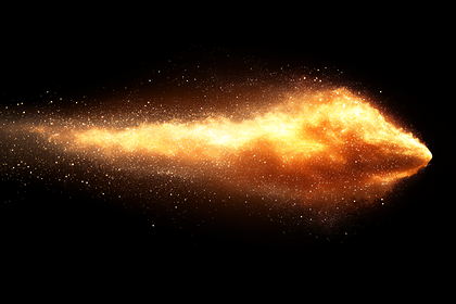 Fiery Particle Trail On Black Background
