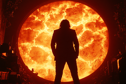 Fiery Portal Silhouette Man