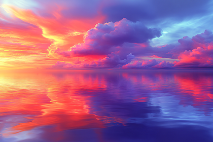 Fiery Sunset Over Tranquil Water