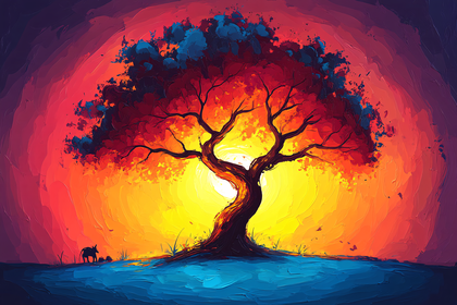 Fiery Sunset Tree