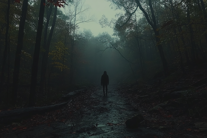 Figure in a Foggy Forest