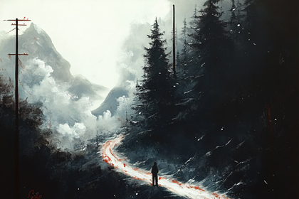 Figure In Dark Forest Path