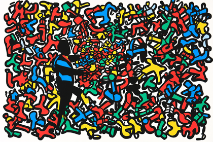 Figure Interacting with Abstract Shapes