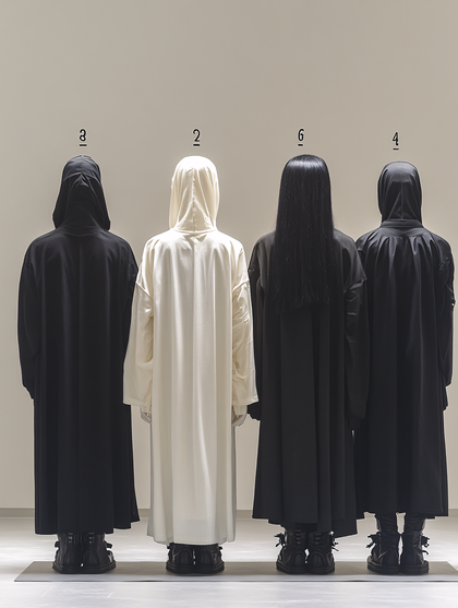Figures In Robes Standing In Line