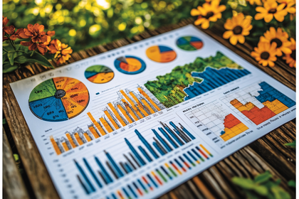 Financial Data Charts On Wooden Surface