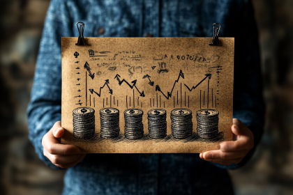Financial Growth Chart with Coin Stacks