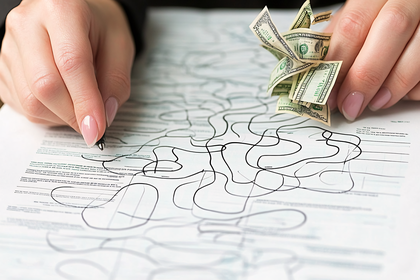 Financial Maze with Pen and Money