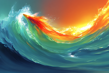 Fire and Water Abstract Wave