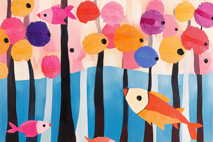 Fish And Trees Painting