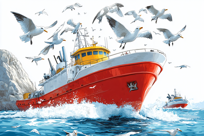 Fishing Boats With Seagulls