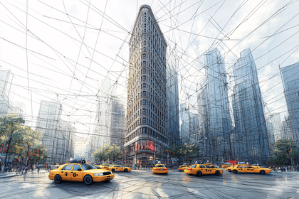 Flatiron Building and Yellow Taxis