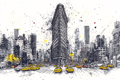 Flatiron Building Cityscape Watercolor