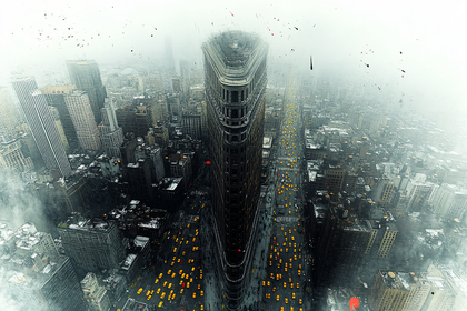 Flatiron Building Foggy Cityscape