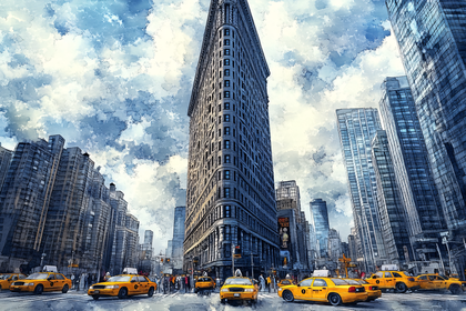 Flatiron Building New York City Watercolor
