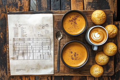 Flatlay Coffee And Cookies On Wooden Tray