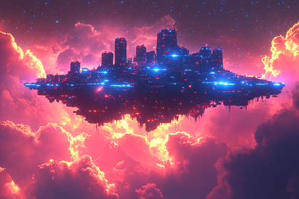 Floating Cyberpunk City