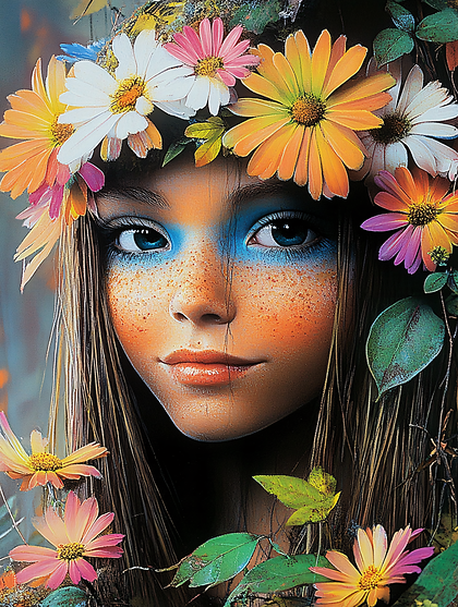 Floral Adorned Girl Portrait