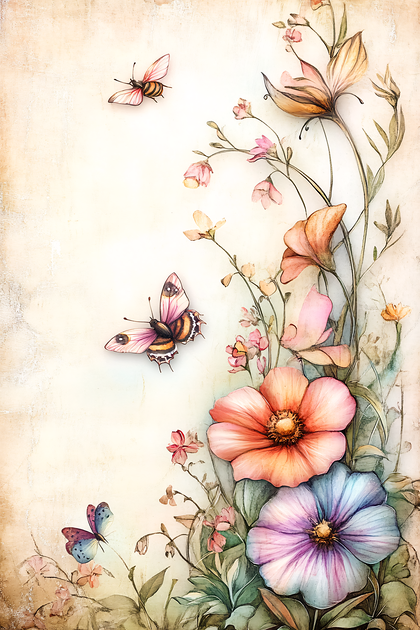 Floral and Butterfly Watercolor Art