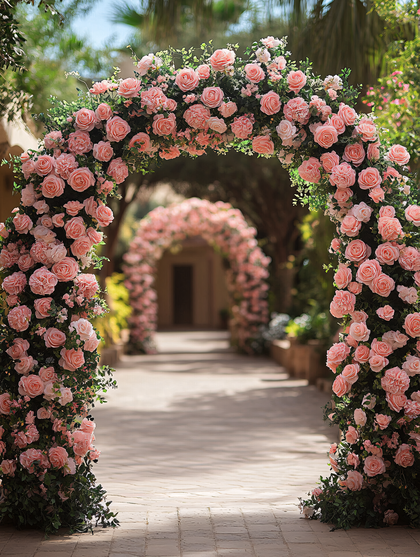 Floral Archway in Garden Path