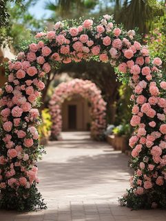 Floral Archway in Garden Path