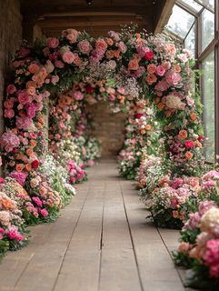 Floral Archway of Roses and Hydrangeas