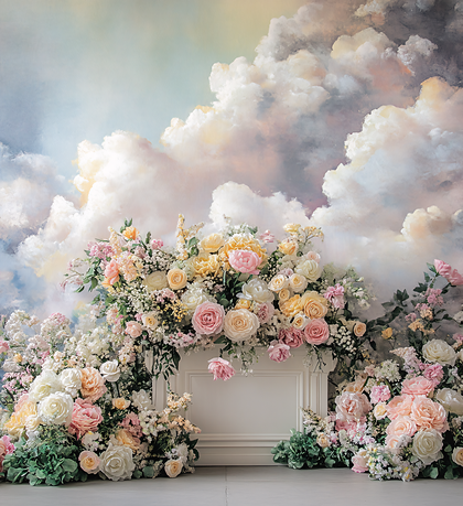 Floral Arrangement and Cloud Backdrop