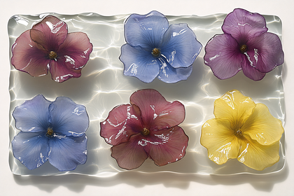 Floral Arrangement on Glass Tray