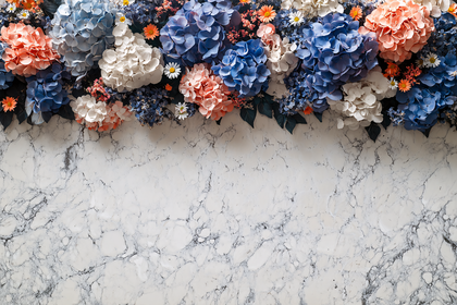 Floral Arrangement on Marble Background