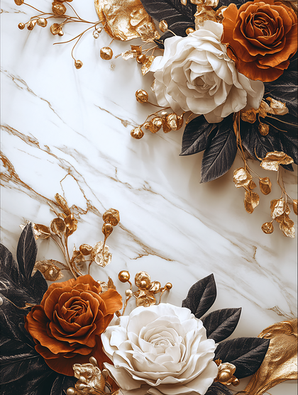 Floral Arrangement On Marble