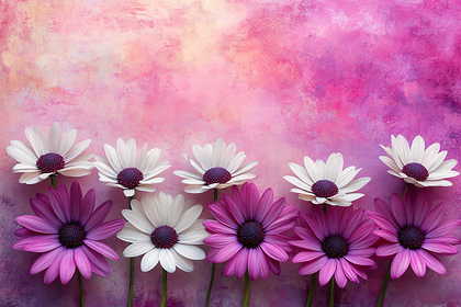 Floral Arrangement on Textured Pink Background