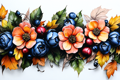 Floral Arrangement with Berries and Autumn Leaves