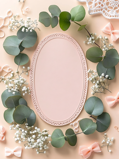 Floral Arrangement with Oval Frame