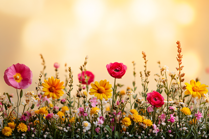 Floral Array Against Bokeh Background