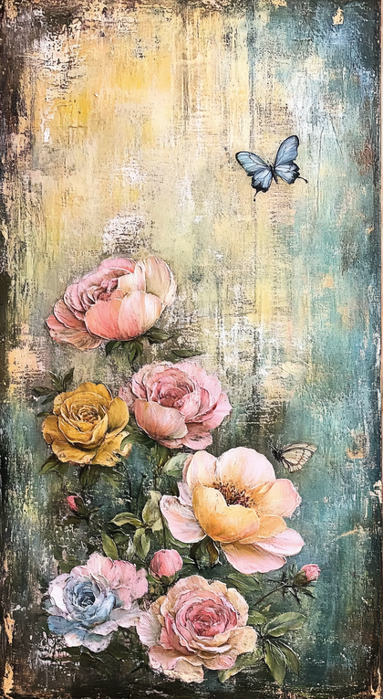 Floral Art with Butterflies