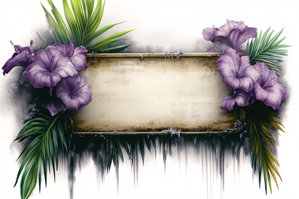 Floral Banner with Purple Flowers