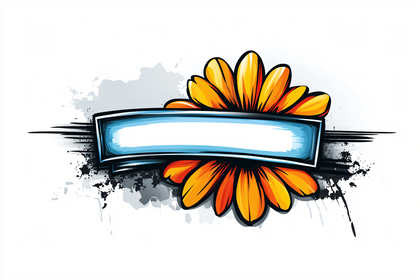 Floral Banner with Ribbon