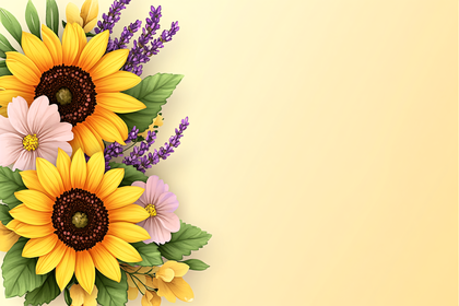 Floral Border with Sunflowers and Lavender