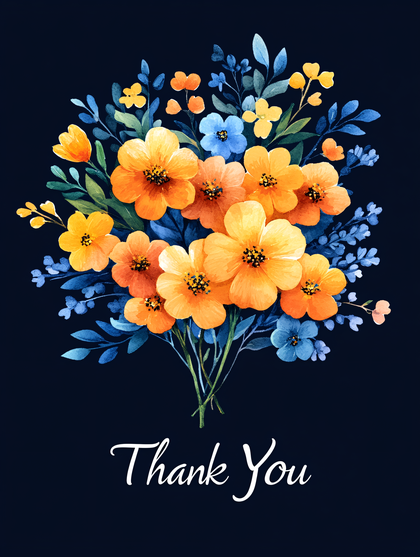 Floral Bouquet Thank You Card