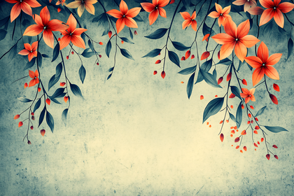 Floral Branches on Textured Background