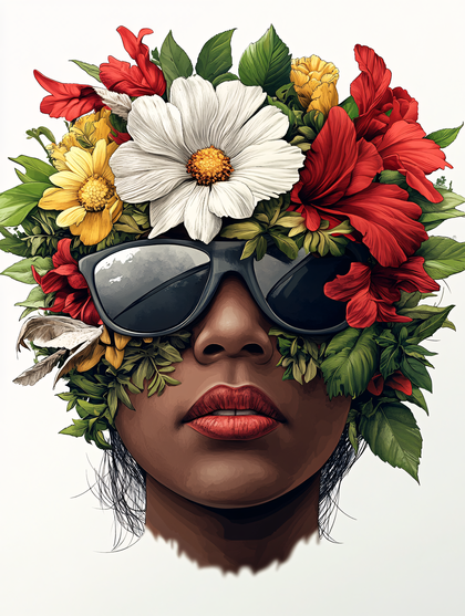 Floral Crowned Woman with Sunglasses