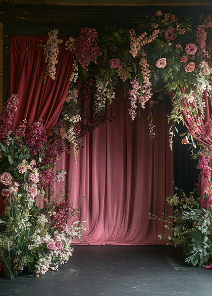 Floral Curtain Backdrop