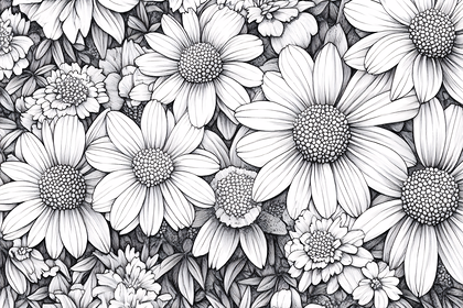 Floral Daisy Line Art