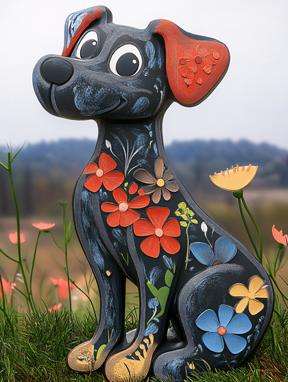 Floral Dog Statue