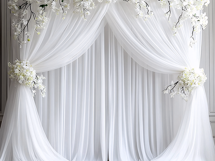 Floral Draping with White Curtains