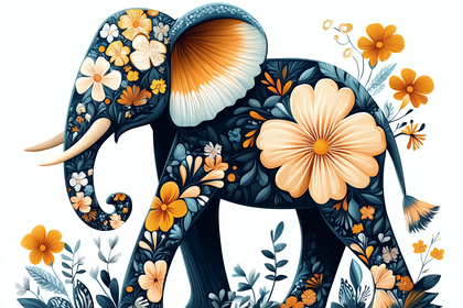 Floral Elephant Art