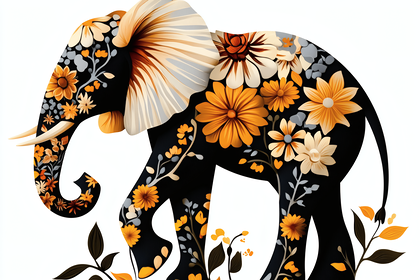 Floral Elephant Illustration