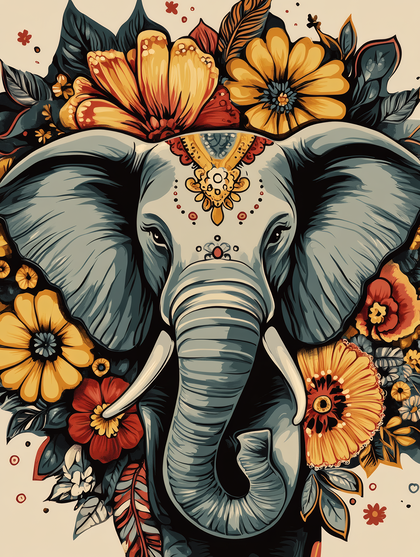 Floral Elephant Illustration
