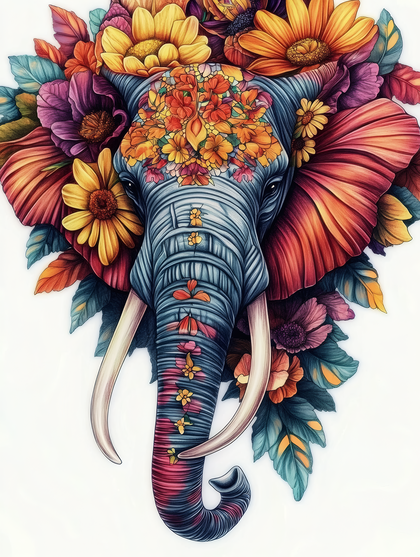 Floral Elephant Portrait
