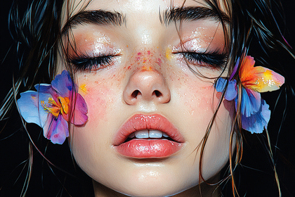 Floral Face Close-Up